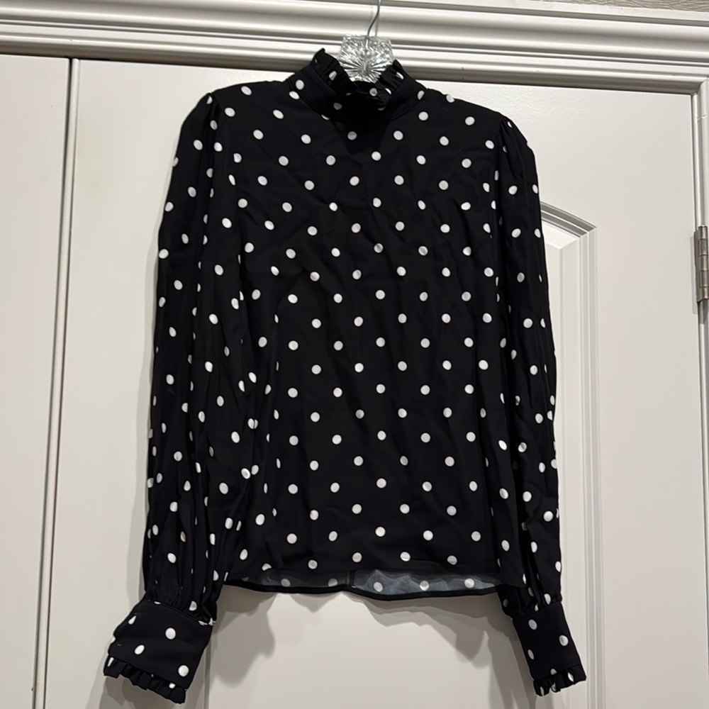 Vivetta black polka dot blouse.  It is a size 36 but it runs small size 0.